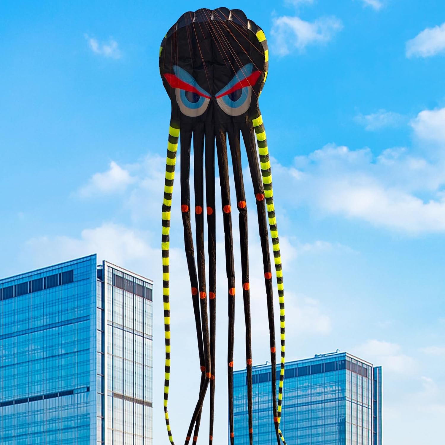 3D 26ft Ultra Large & Funs Octopus Foil Kite with 1000D Kite String, Beach Park Outdoor Fun Beach Trip Great Gift to Kids Build