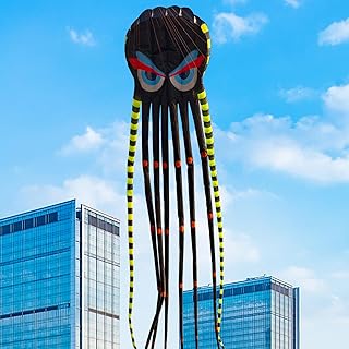 3D 26ft Ultra Large & Funs Octopus Foil Kite with 1000D Kite String, Beach Park Outdoor Fun Beach Trip Great Gift to Kids Build