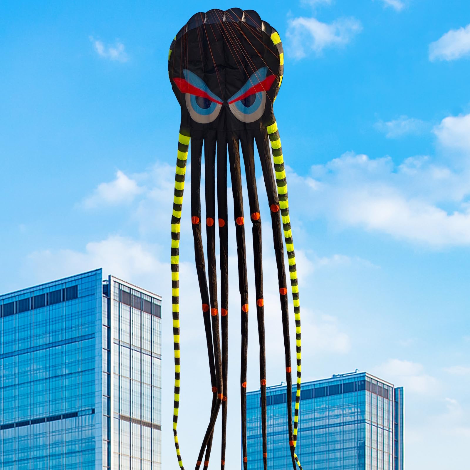 Photo 1 of 3D 26ft Ultra Large & Funs Octopus Foil Kite with 1000D Kite String, Beach Park Outdoor Fun Beach Trip Great Gift to Build (Black)