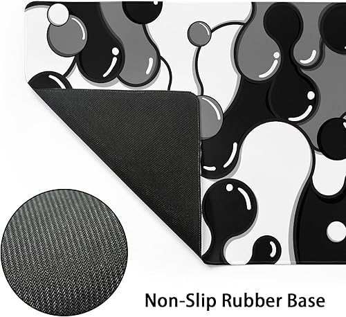 Miniatura 3 de Alfombrilla de mouse grande con borde cosido, negro, blanco, gris, XXL, anime, geométrica, japonesa, 35.4 x 15.7 pulgadas, base de goma