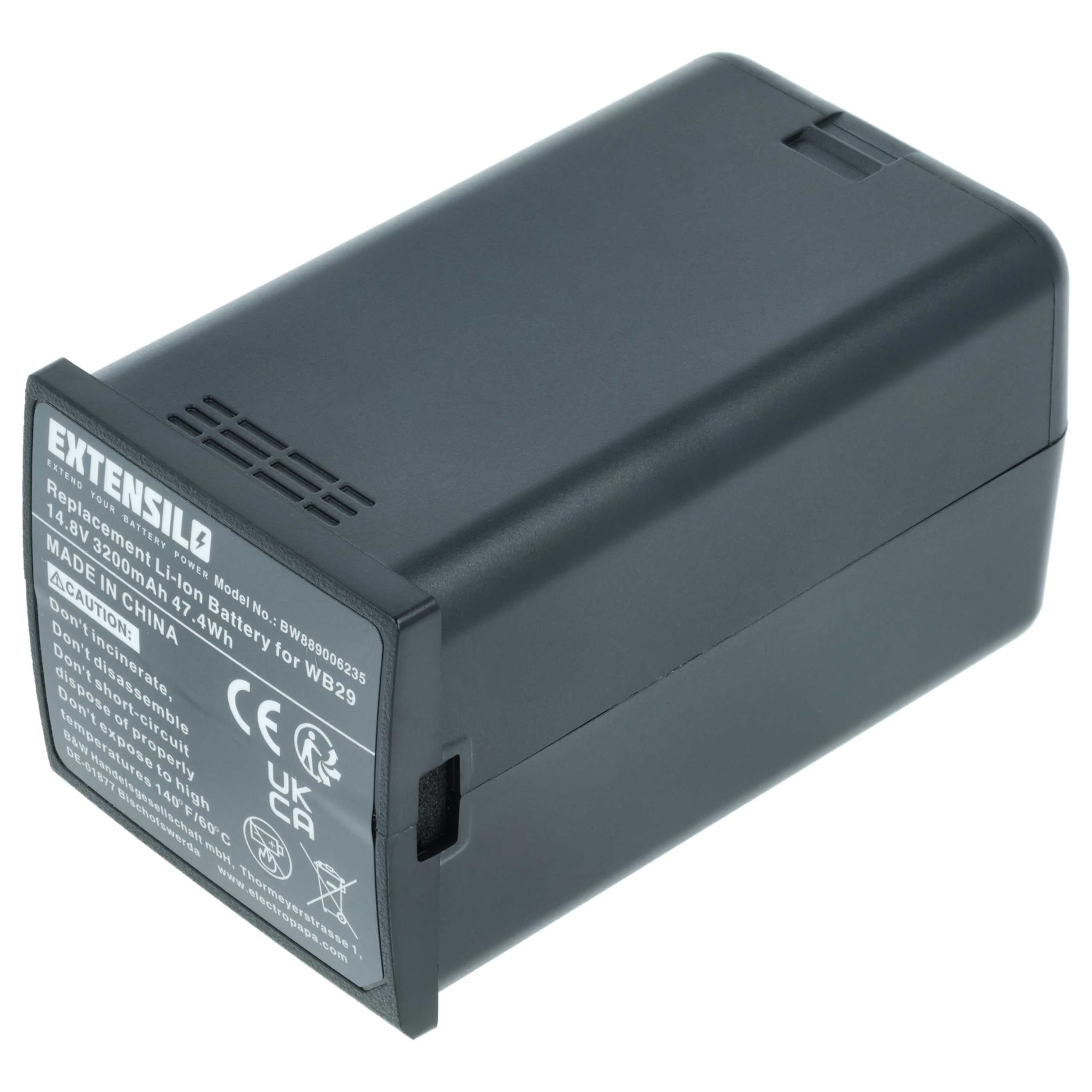 Akku kompatibel mit Godox WB300P, AD200, AD200pro, AD300 Pro Flash Blitzgerät, Kamera-Blitz (3200 mAh, 14,8 V, Li-Ion)