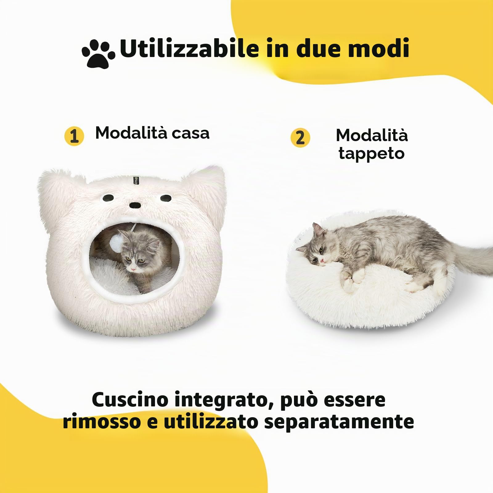 Catism - Lettino per Gatti con Igloo, Cuscino Lavabile per Gatti, Morbido Cuscino per Animali Domestici, Letto Morbido e Soffice per Gattini e Cuccioli