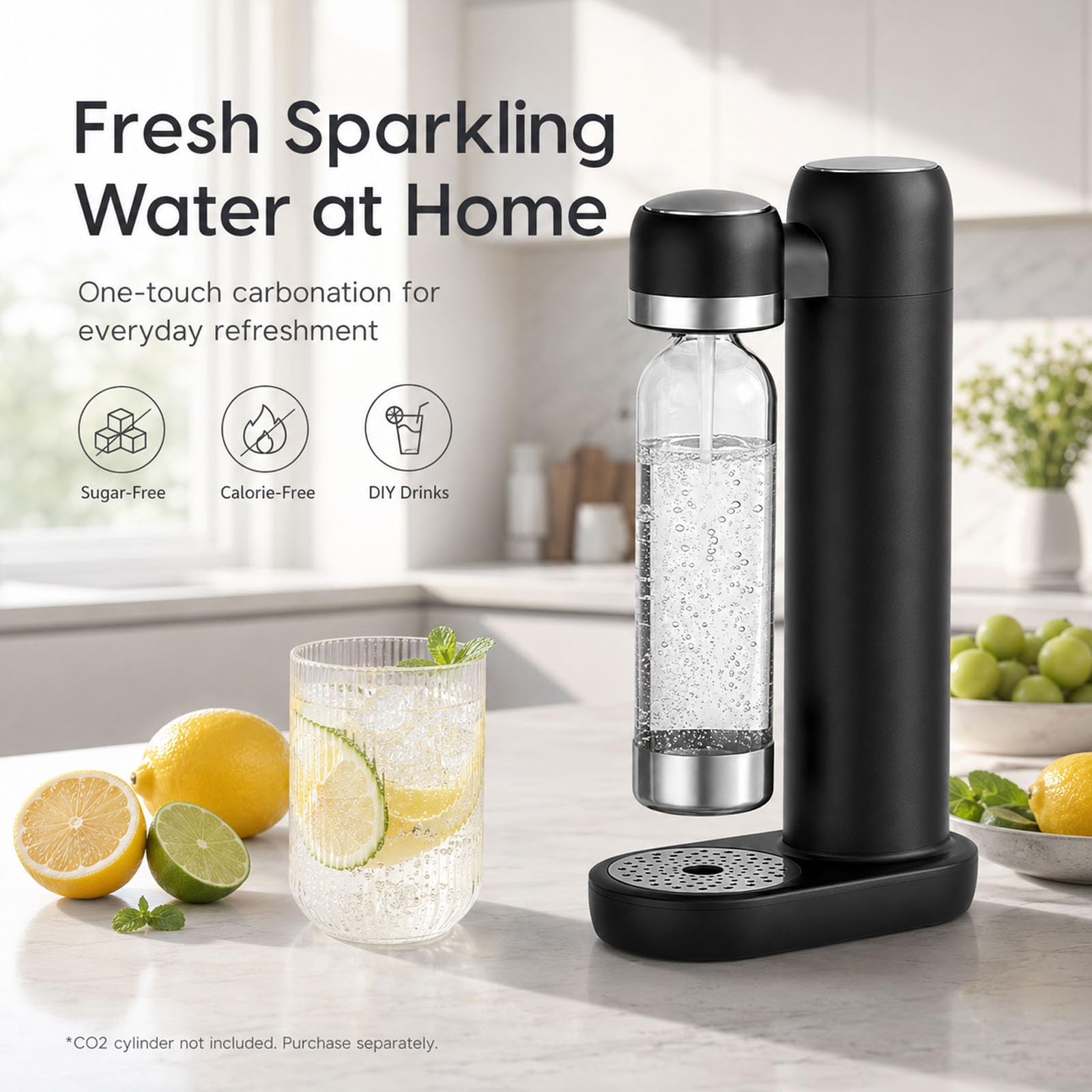 Machine à Eau Gazeuse, Machine à Soda Avec Bouteille De 1 L (Non Incluse)