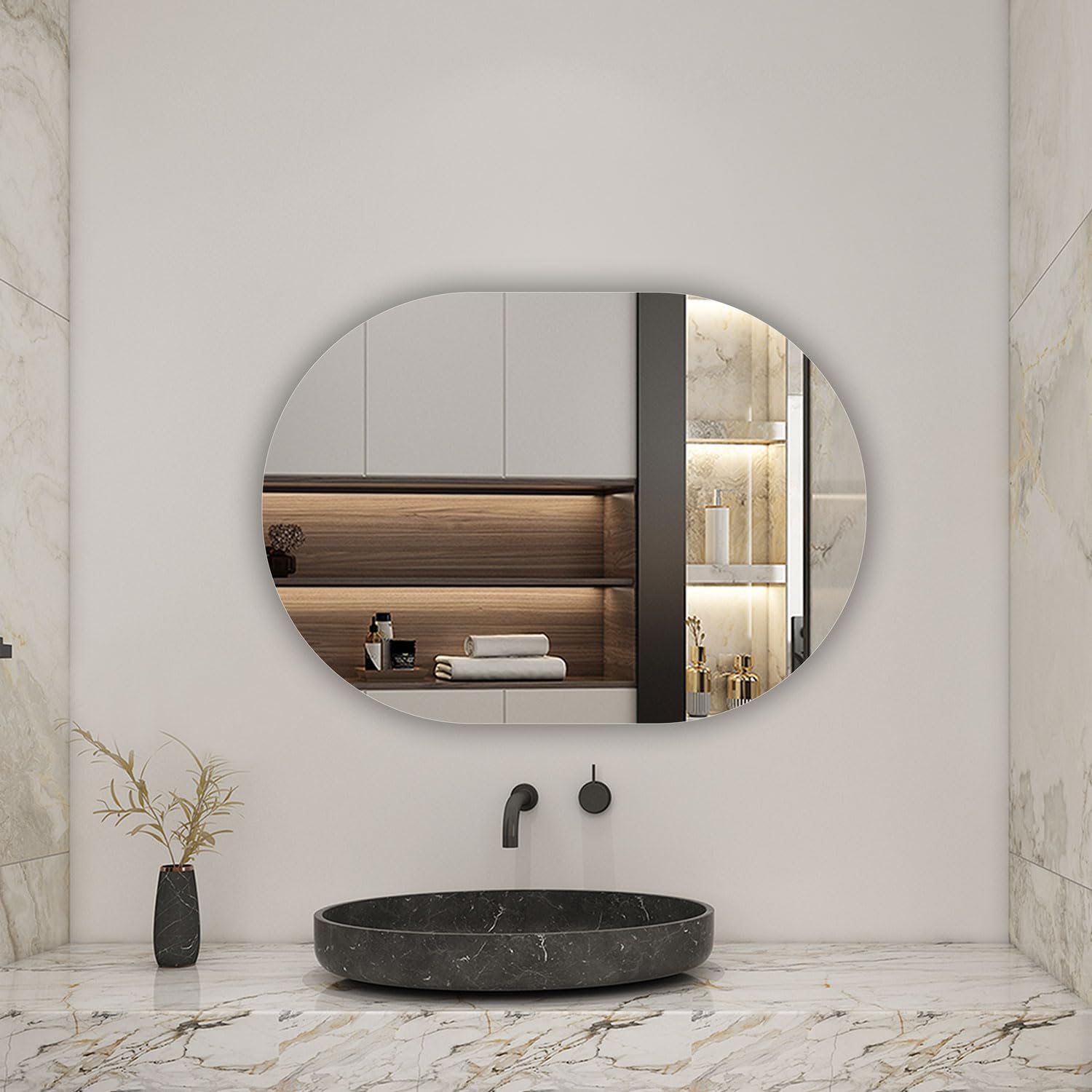 AICA Miroir de Salle de Bain Ovale 50x80cm, Miroir Mural IP44