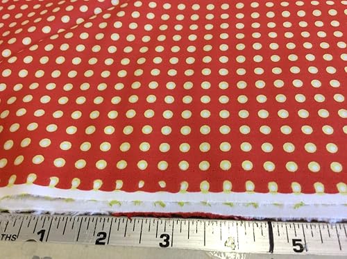 FlashPhoenix Tela de costura de calidad – "Felecia" PIMA 100% algodón amarillo, blanco puntos sobre naranja para SPECHLER Vogel 36 x 44 pulgadas por