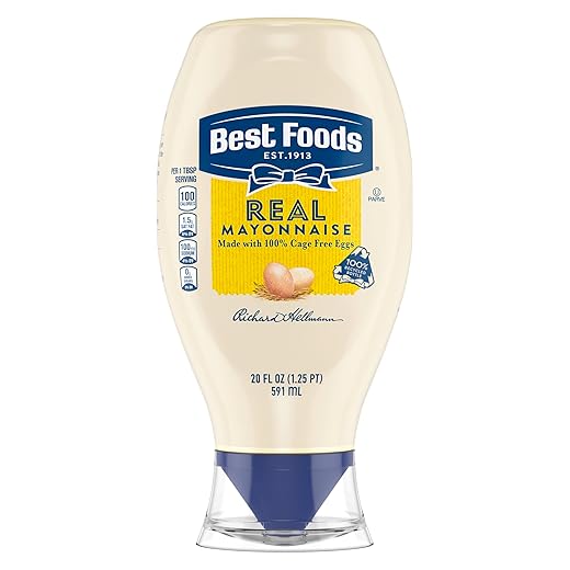 Best Foods Real Mayonnaise Squeeze Bottle For A Creamy Sandwich Spread or Condiment Gluten Free, Made With 100% Cage-Free Eggs 20 oz
