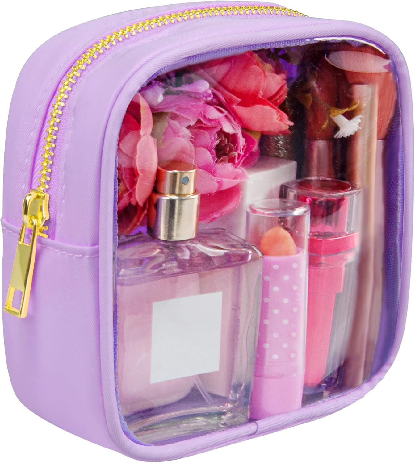 Clear Makeup Bag for Purse 2 Pcs Small Nylon Zipper Pouch Mini Travel Cosmetic Bag Clear Toiletry Bags for Traveling Cute Makeup Organizer for Women (2pcs purple clear) - Image 8
