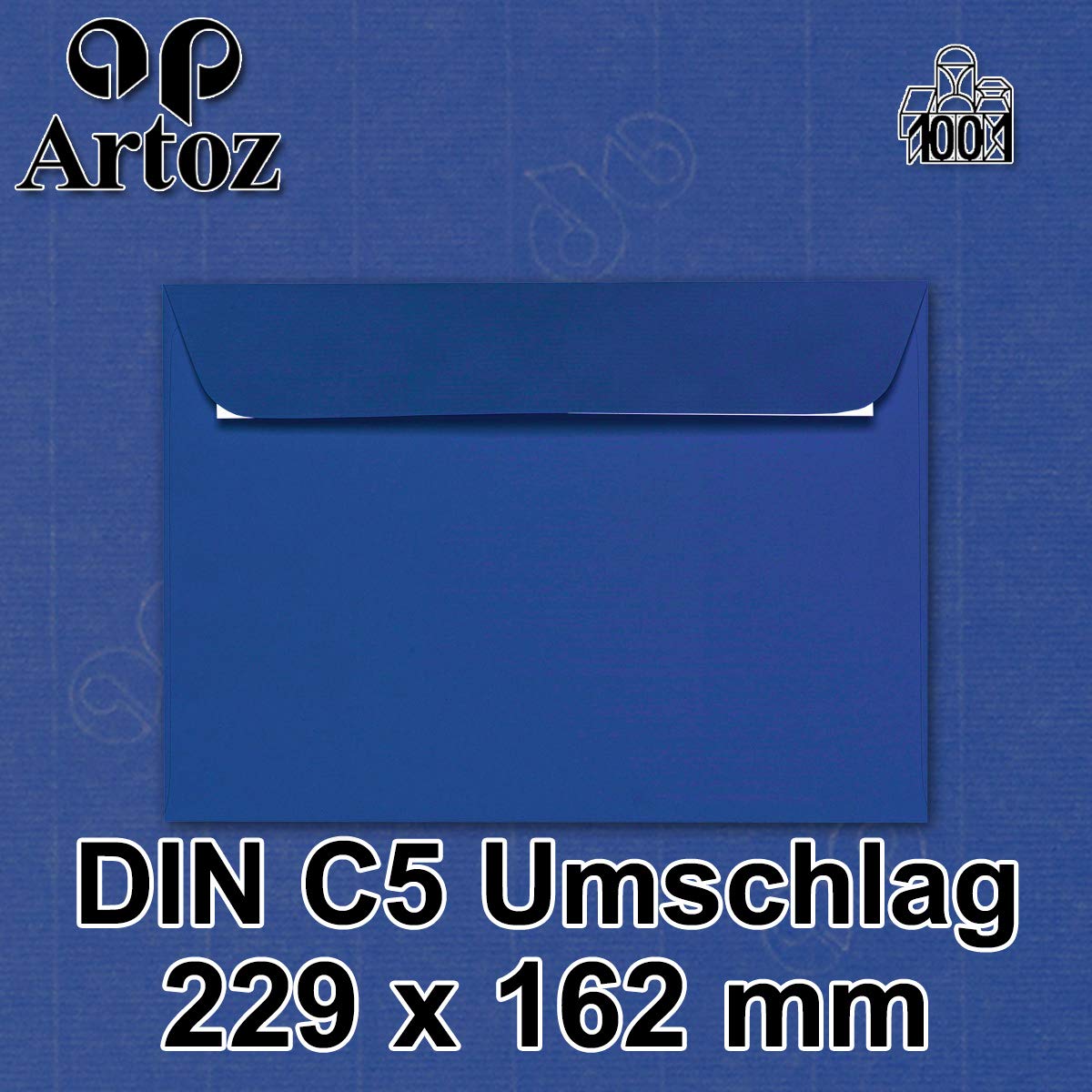 ARTOZ 200 x koperty DIN C5 niebieskie (Royal) – 229 x 162 mm, koperta bez okienka – koperty samoprzylepne – seria ARTOZ 1001