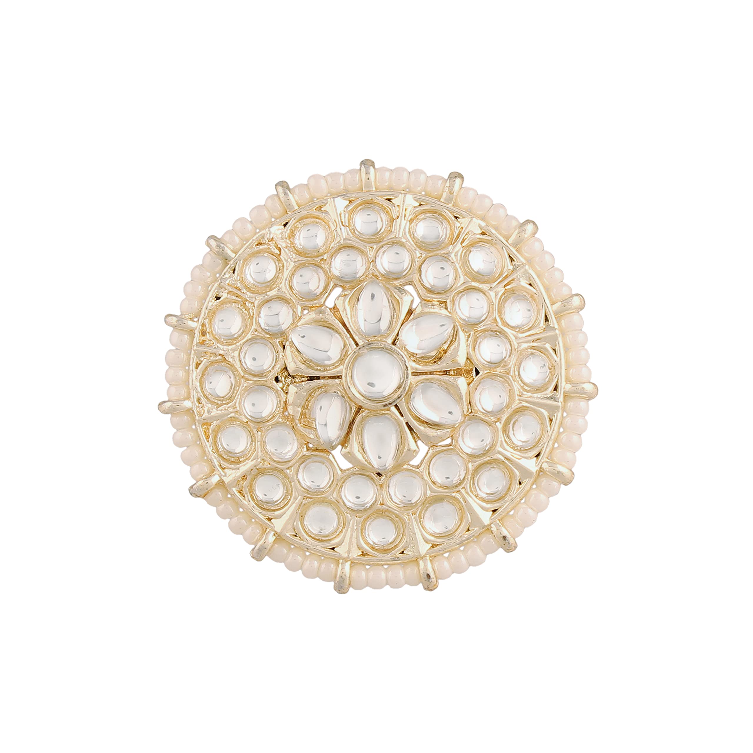 I Jewels Gold-Plated Kundan Studded Adjustable Ring in Floral Pattern for Women (FL202W) (B09RH97HC9) Amazon Price History, Amazon Price Tracker