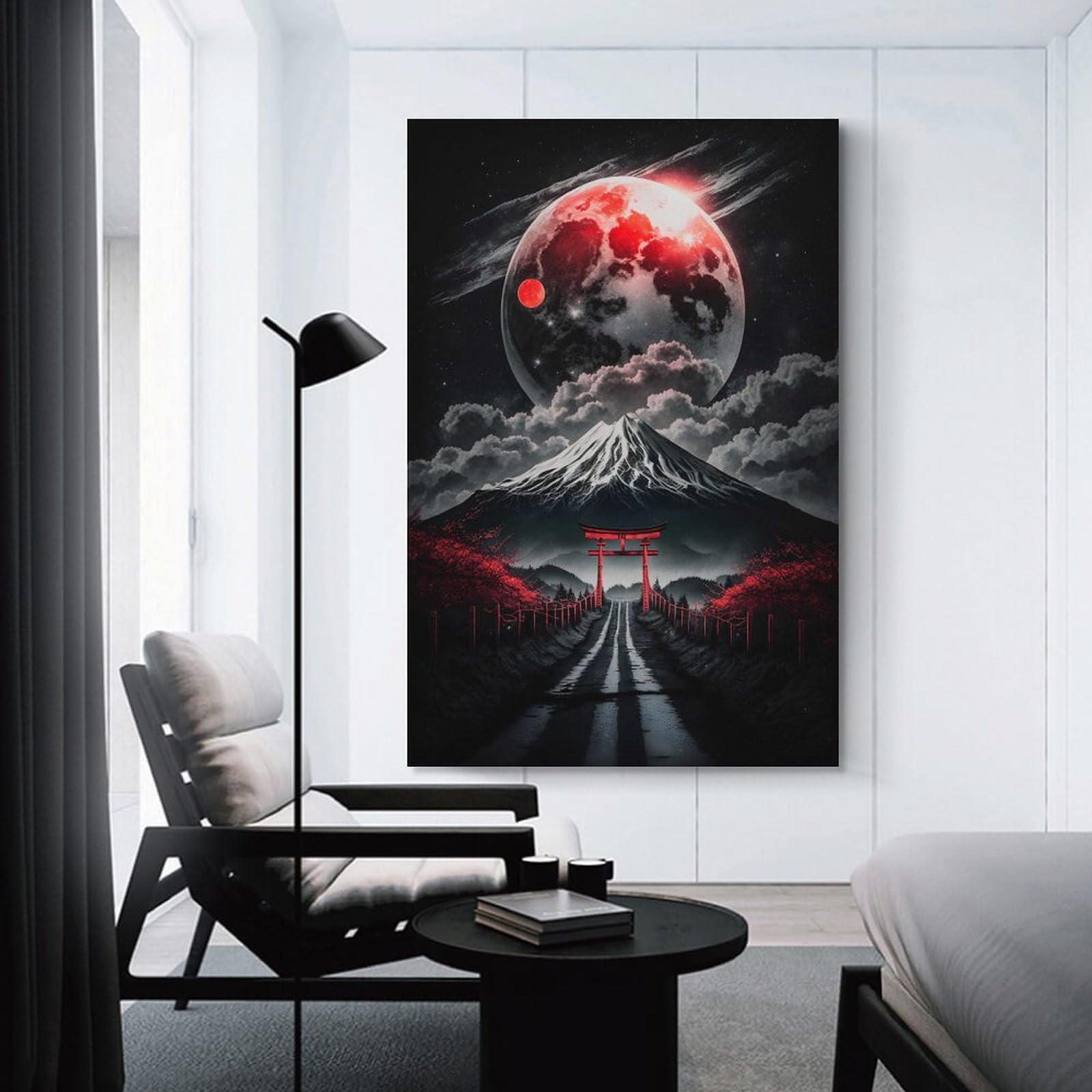 Junmoney Unframe-Fuji Mt And Planet Fuji Mt And Planet Room Decor Wall Art, 20X30inch(50X75cm), For Home Office, Desk Area Or Studio, An Interior Accent For Desk Areas
