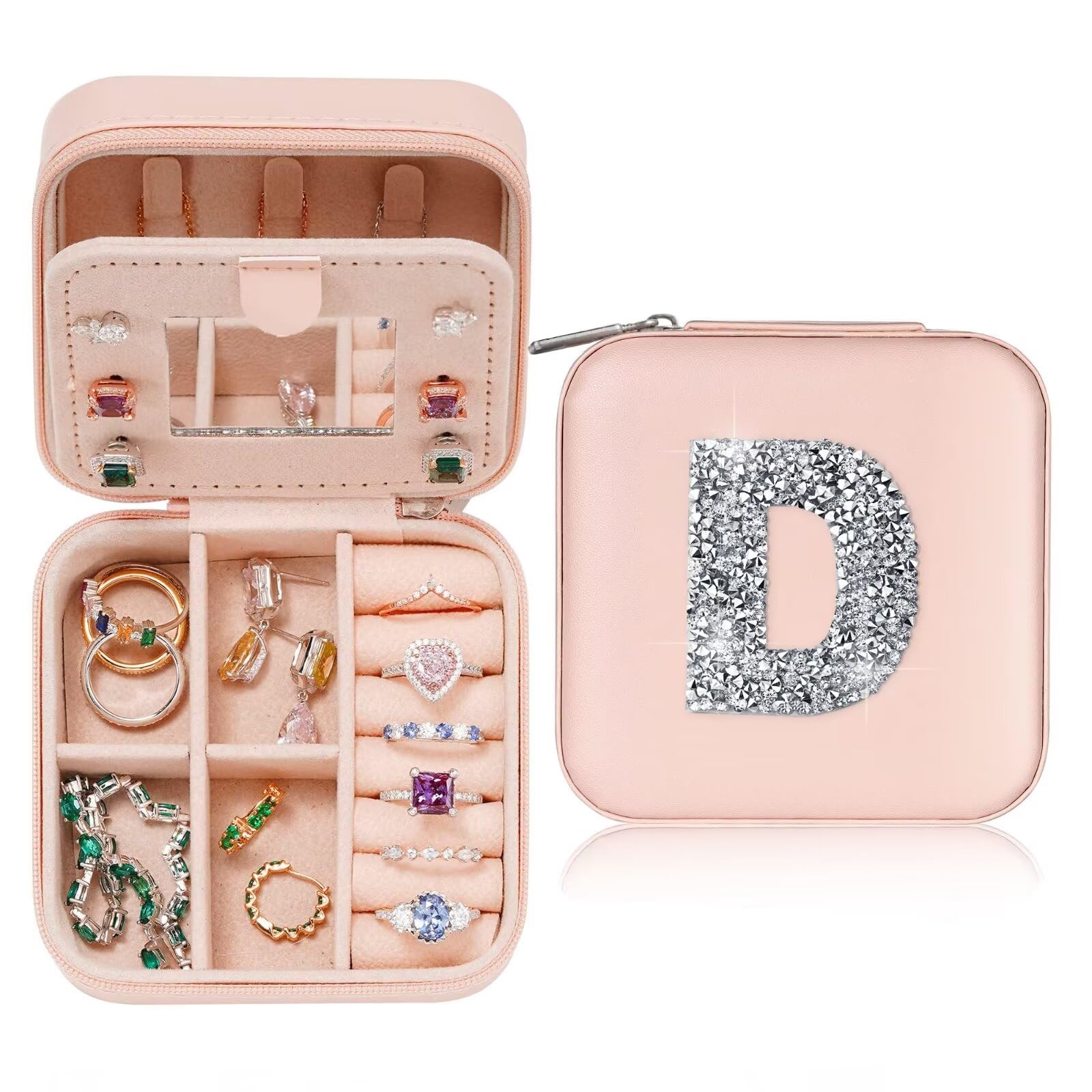 Tingn Girls D Travel Jewellery Case - Organiser With Mirrore Box, Perfect For Teenage Gifts