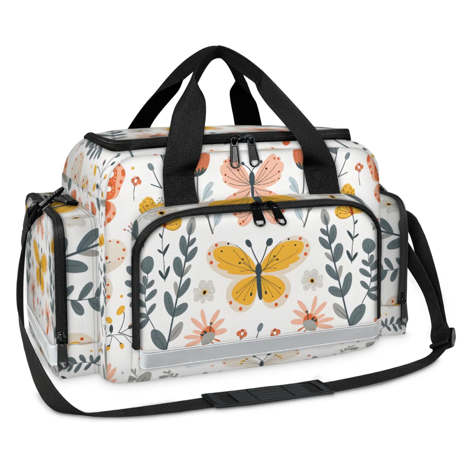 GzLeyigou First Aid Bags Empty, Golden Butterfly Emergency Bag First Aid Kit Multiple Compartment Kit Carrier On Call Trauma Bag For Paramedics Emergency Medical Supplies Kit