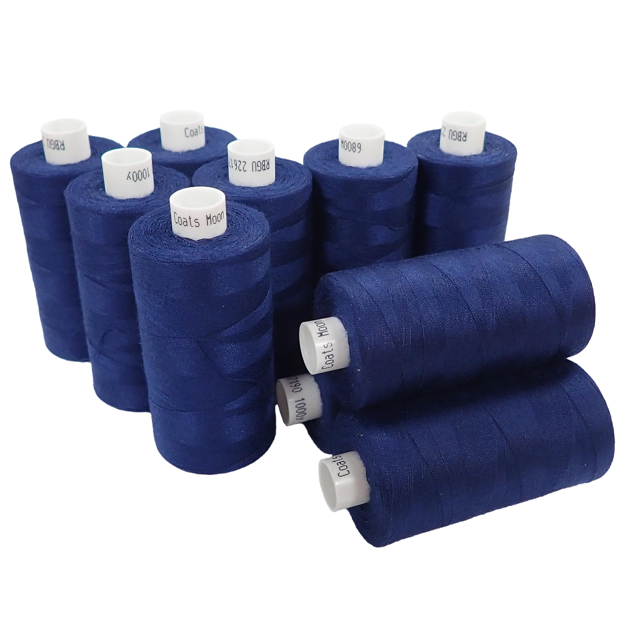 Moon Thread Navy Spun Polyester Sewing Thread - 1000M, Set of 10