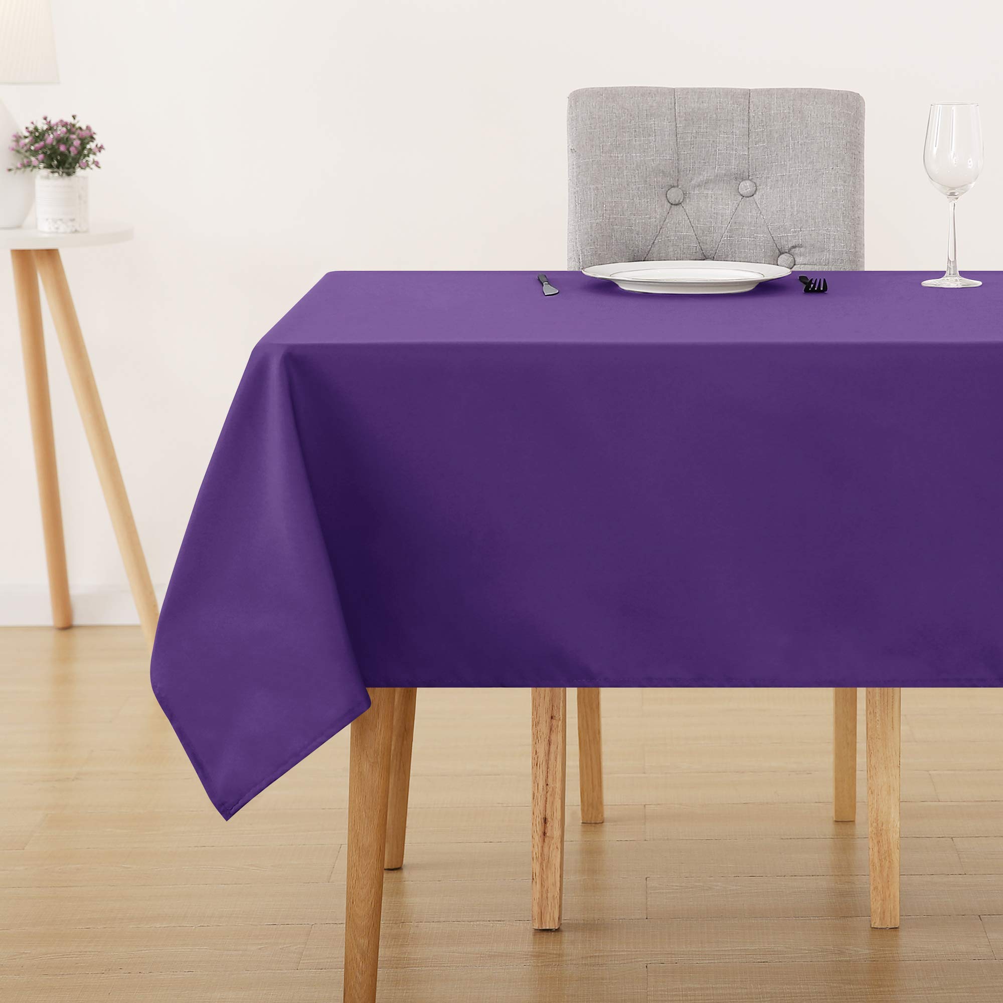 Deconovo Purple Oxford Decorative Tablecloth Wipeable Plain Rectangle Tablecloth For Restaurant 137X200cm(54X79in)