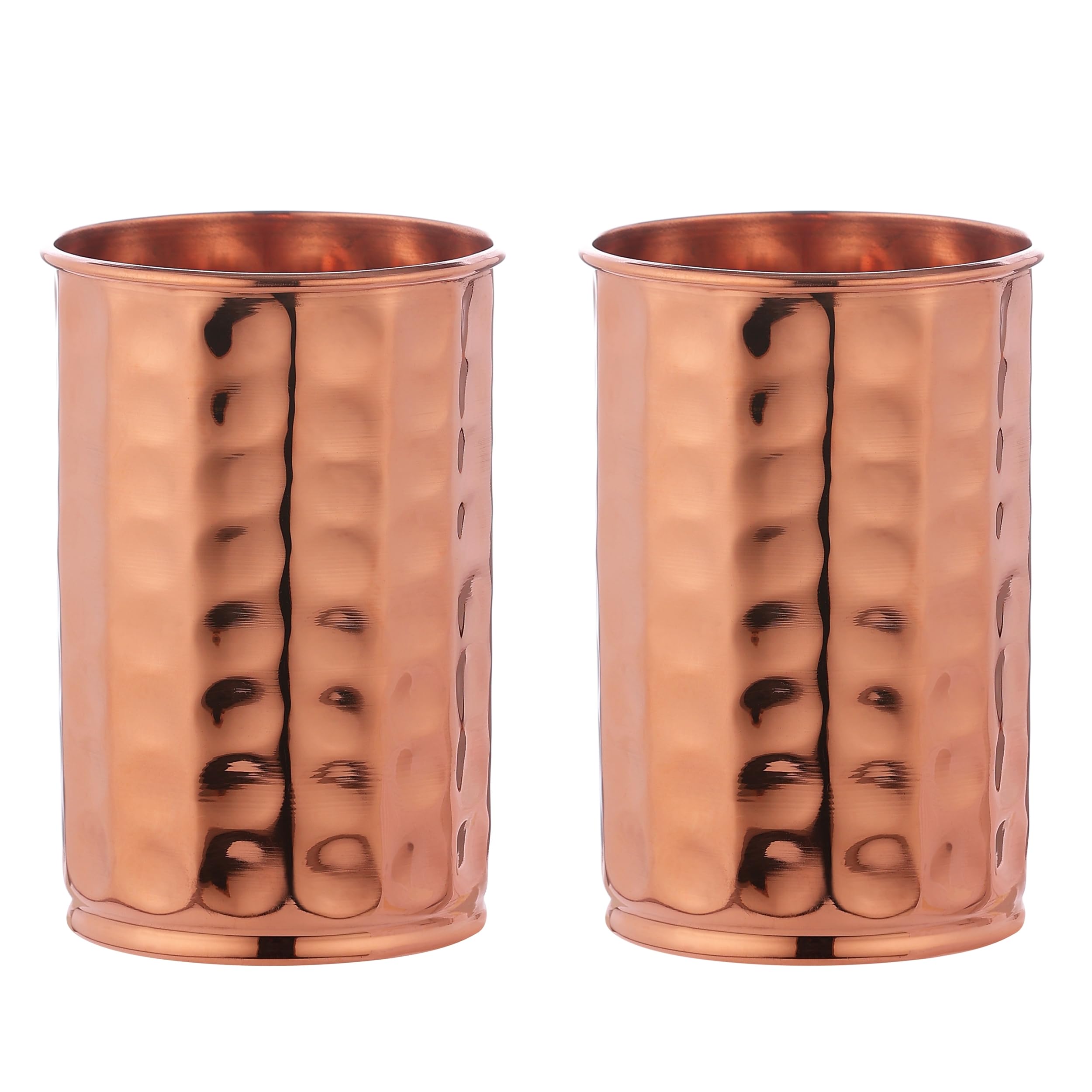HealthGoodsIn Pure Copper Tumbler, LACQUERED-FREE, UNLINED and UNCOATED For Ayurveda Health Benefits, 300 Ml (10.15 US Fl Oz.) (Hammered), ACCU18
