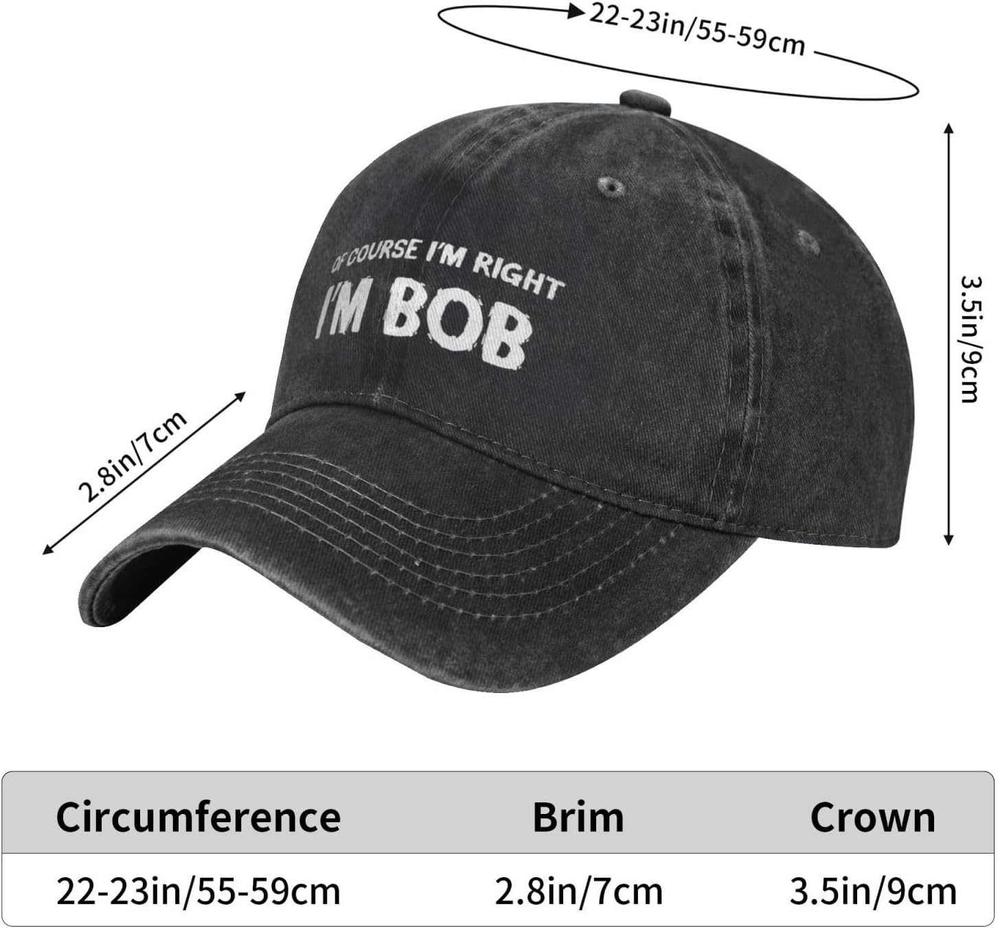 Funny Hat of Course Im Right Im Bob Hats Men Baseball Cap Cute - Image 7