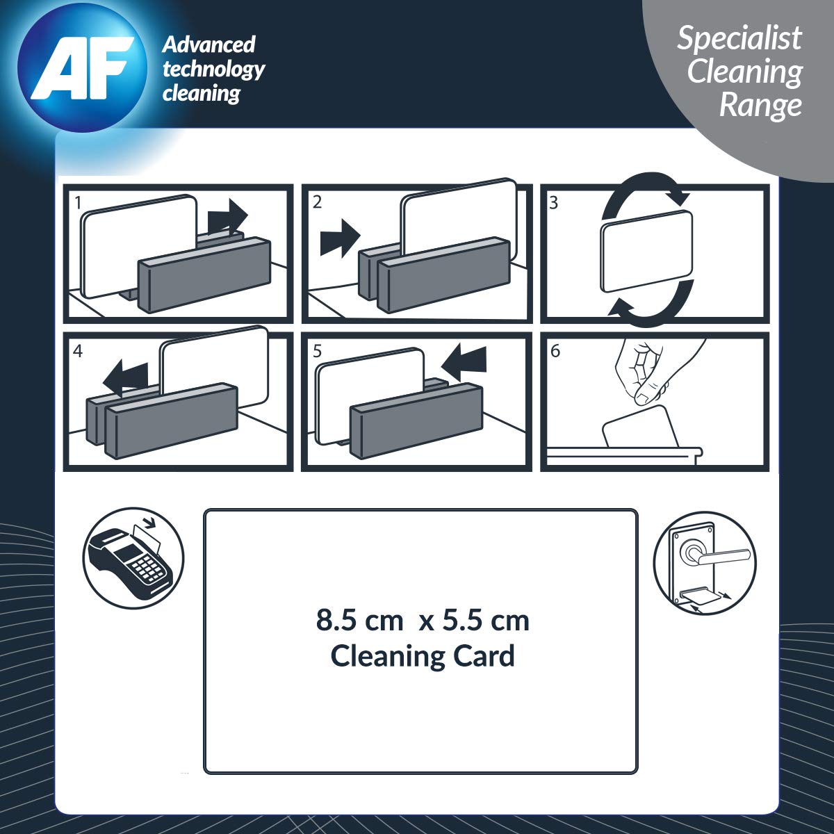 AF Réf CCP020 Cardclene Cartes de nettoyage pour têtes magnétiques Isopropanol Pack de 20