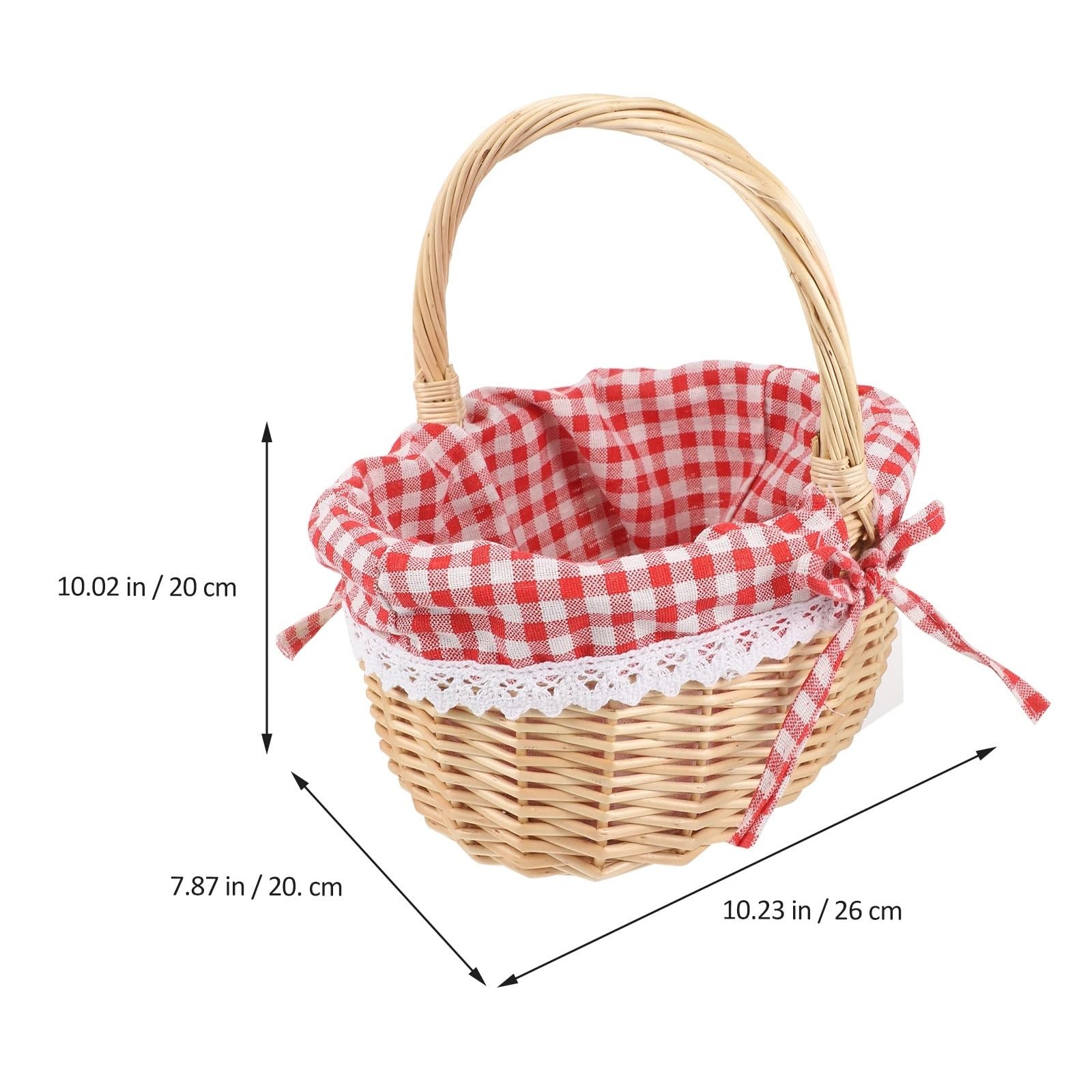 Cesta de almacenamiento para cocina y picnic, de mimbre tejido a mano.