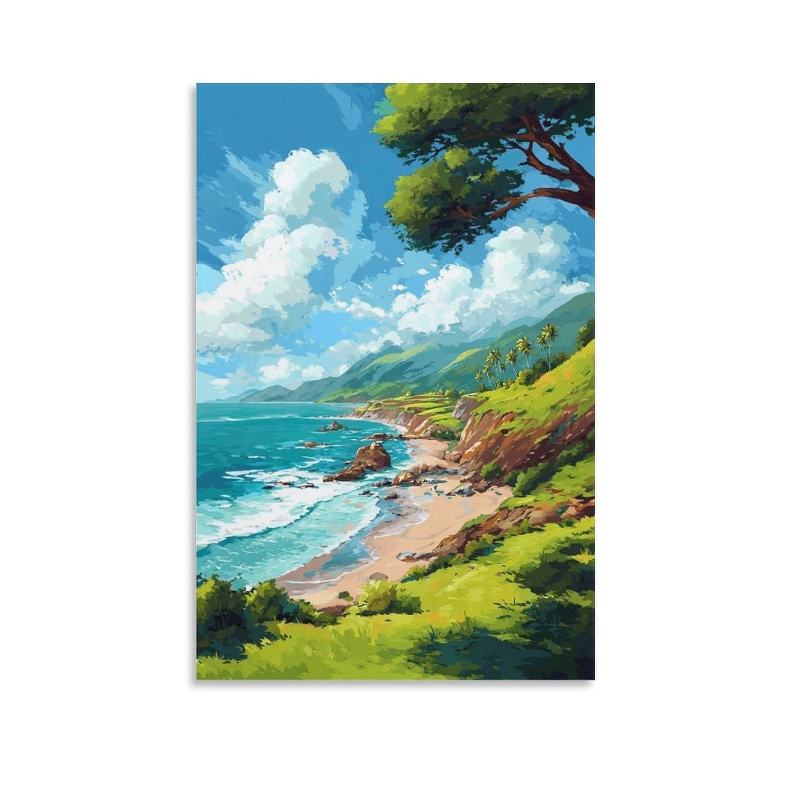 ZBBGGOZ Kaena Point State Park Posters 24x36inch(60x90cm) Vintage Watercolor Canvas Art