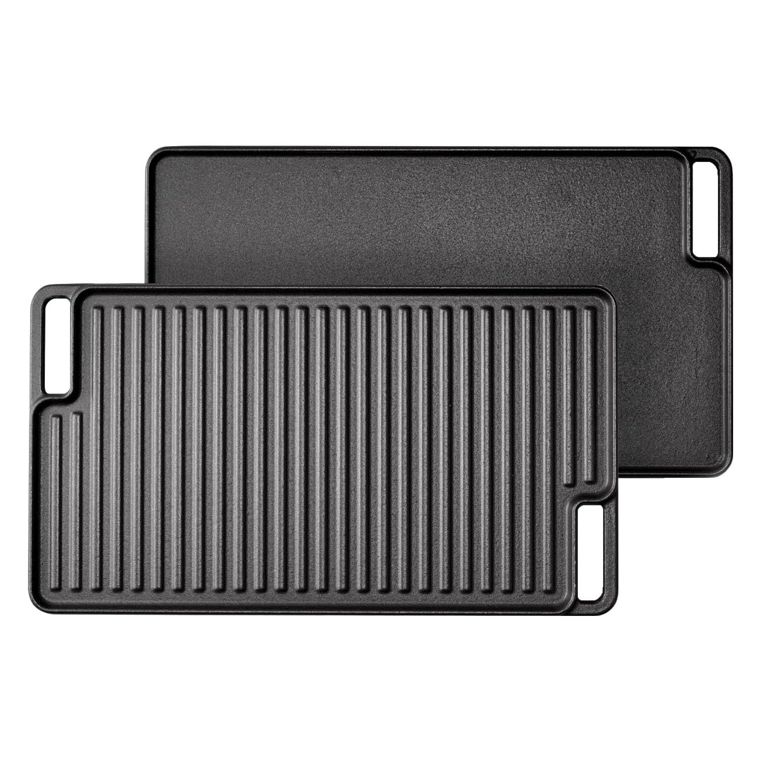 Taylor & Brown Reversible Cast Iron Griddle Pan | Pre-Seasoned Non-Stick BBQ Griddle Grill with Integrated Handles | Suitable for Oven Safe, Induction, Gas Hob | Cooking, Flat & Ridged Surfaces