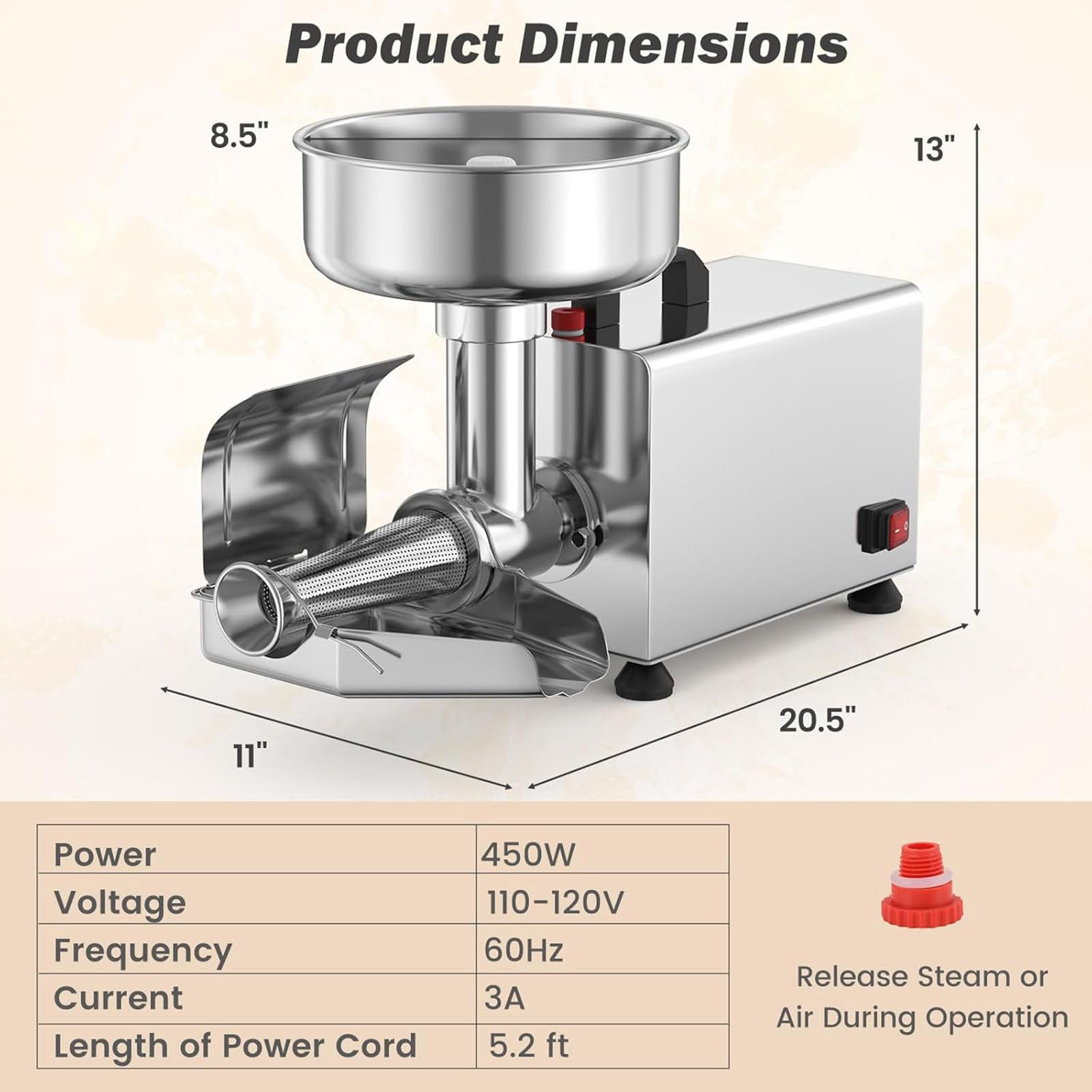 Presse Tomate Electrique,Machine à Sauce,70-150 Kg/H, pour Confitures Maison,Compotes De Pommes,Purées,220v