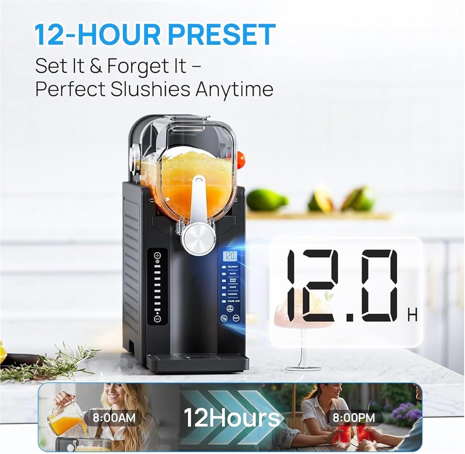 Granita professionale, macchina per bevande e granite da 1.6 l, non necessita di ghiaccio, 6 programmi preimpostati, timer autopulente da 12 ore, margarita ghiacciate, frappé e altro ancora