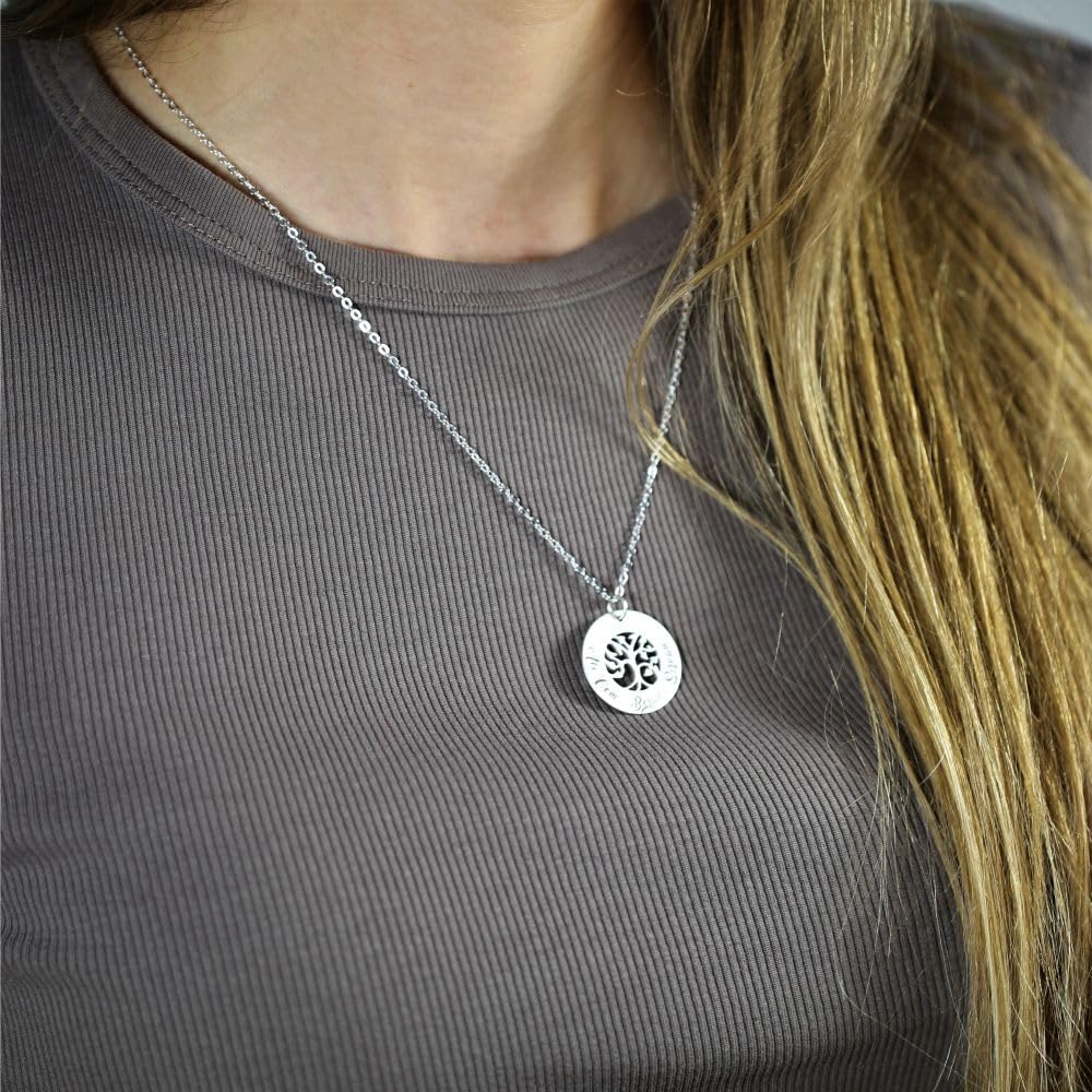 Kette Lebensbaum mit Namen Gravur Schmuck Familienkette 925 Silber Baum des Lebens Schmuck mit Gravur mit Namen Collier tree of life besonderer Silberschmuck Namenskette | HANDMADE IN GERMANY
