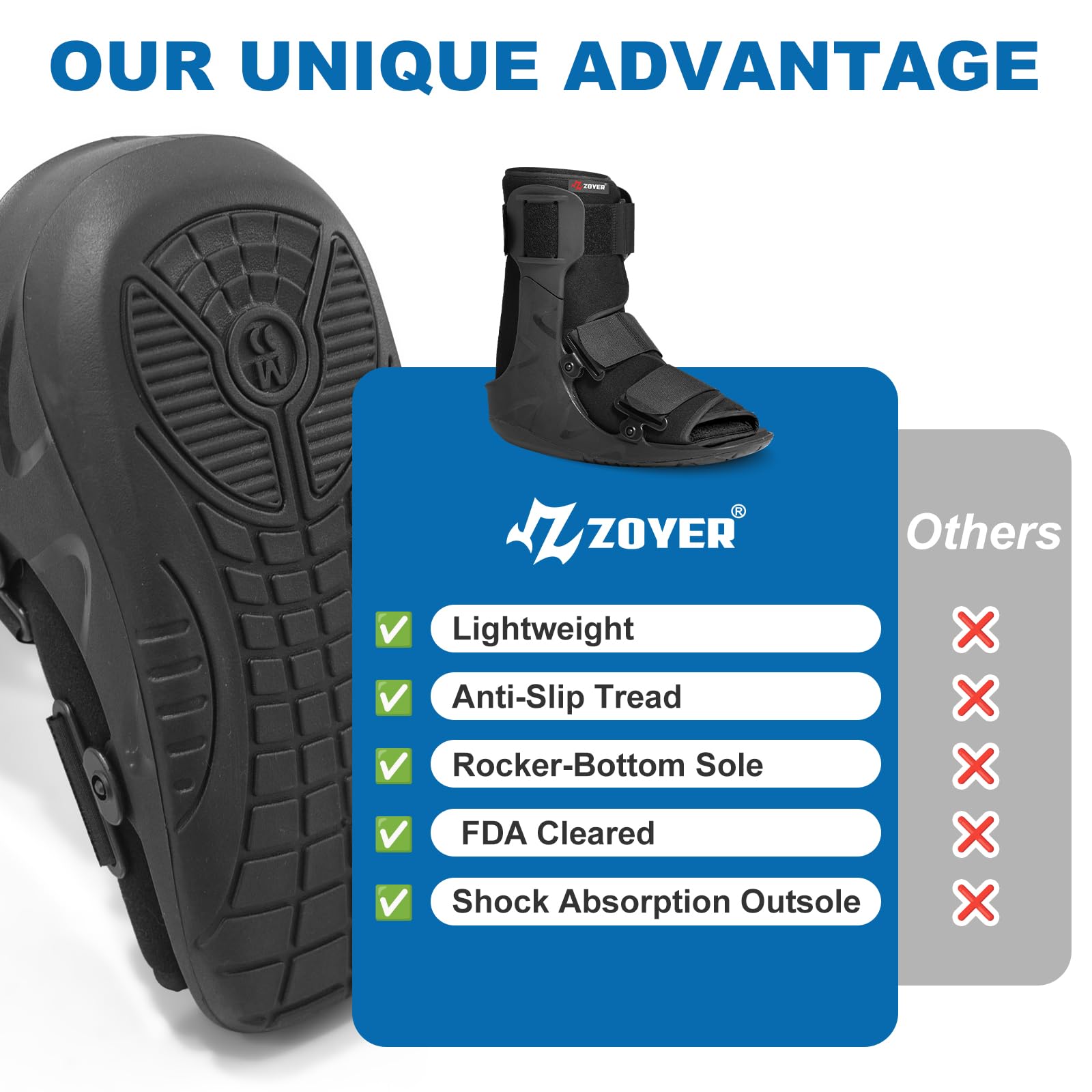 Zoyer Recovery+ - Bota de senderismo Essential de 11 pulgadas (tamaño grande)