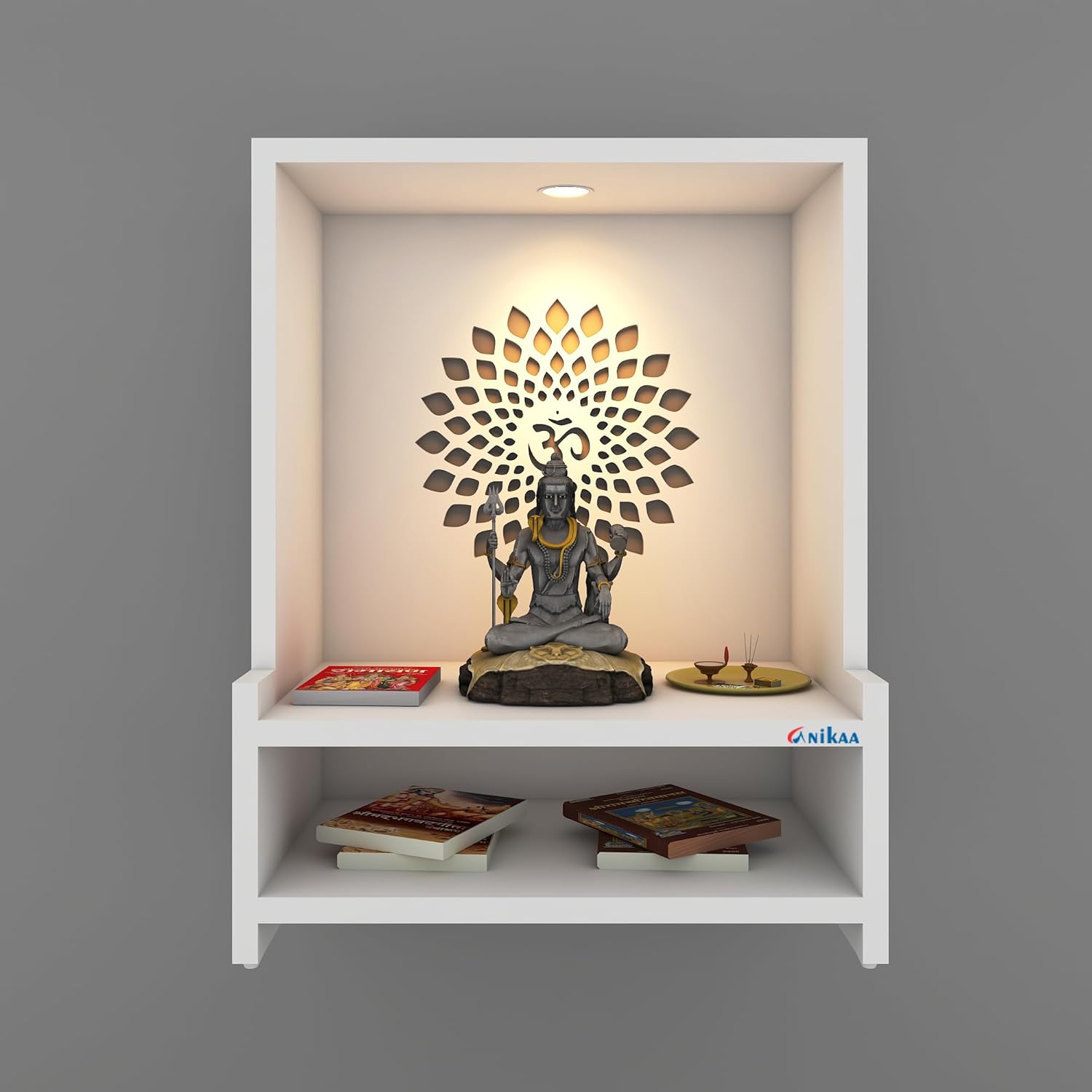 Anikaa Godly LED Light OM Wall Temple Mandir for Home Puja Stand Mandir ...