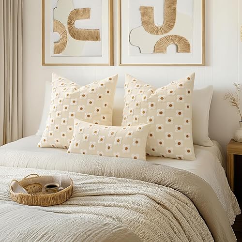 Miniatura 2 de EMEMA Juego de 2 fundas decorativas de cojín de jacquard rombo, fundas cuadradas para sofá, cama, sala de estar y dormitorio, 20 x 20 pulgadas,