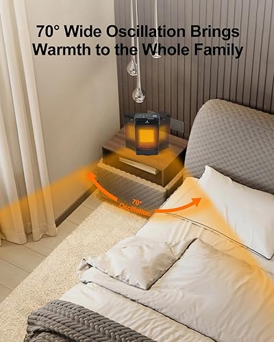 Miniatura 6 de Calentador eléctrico de 1500 W con control remoto, escritorio de cerámica PTC portátil y calentador de habitación para calor de seguridad rápida,