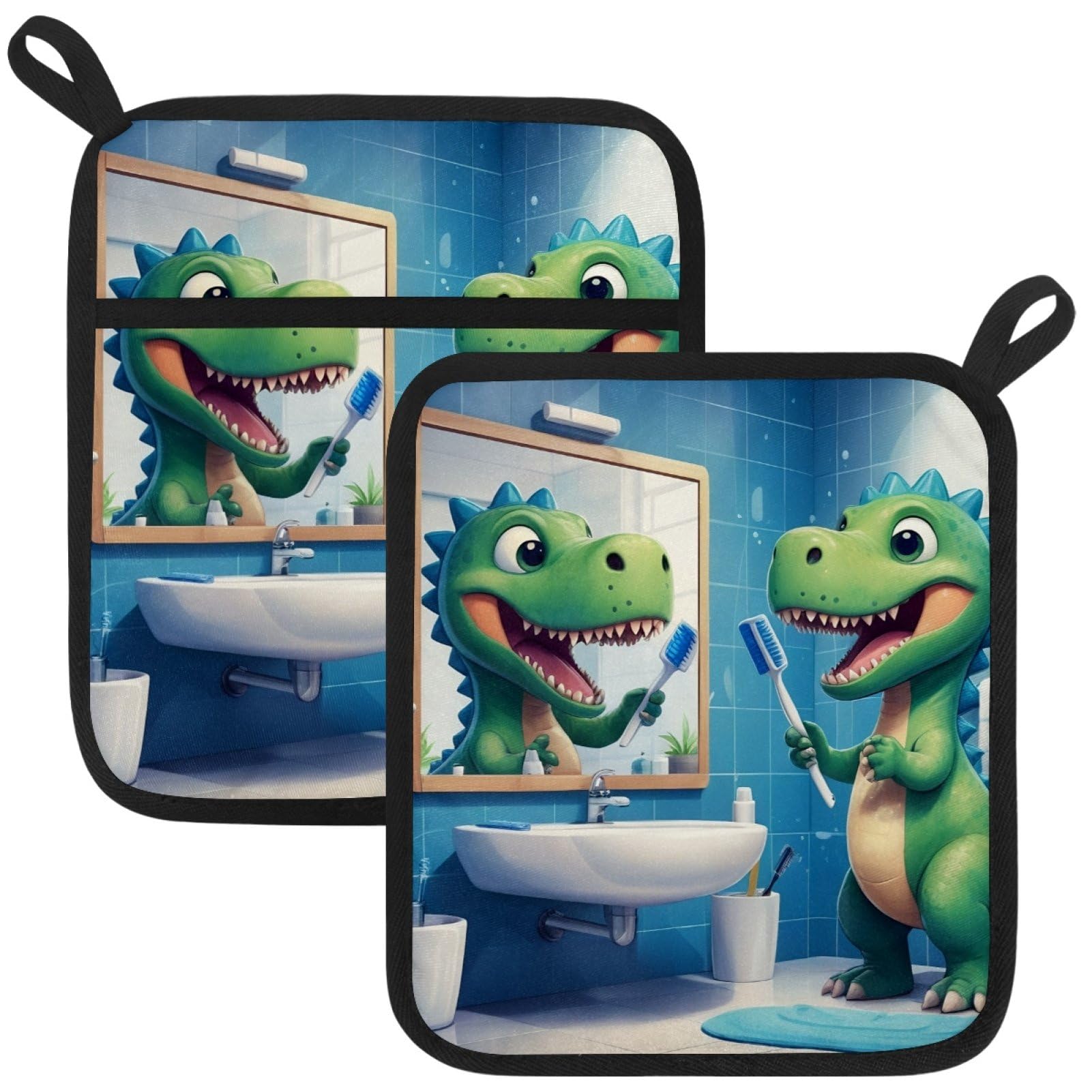 VAPOKF Dinosaur Pot Holder, Heat Resistant Oven Cloths, Potholders & Oven Gloves, for Kitchen Cooking & Baking, Thick & Safe, Protection of Hands From Hot Utensils