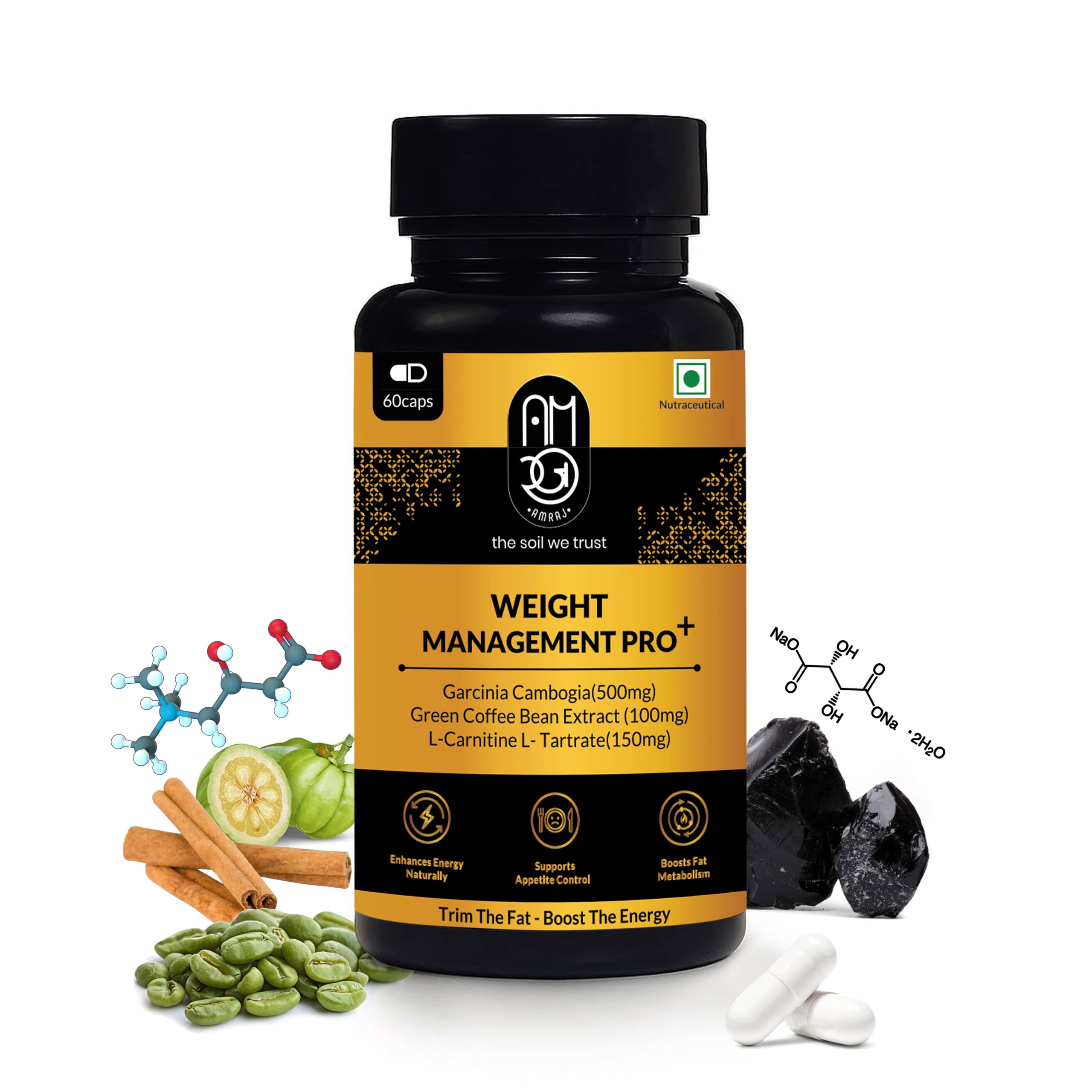 Weight Management Pro+ Natural Weight Loss Supplement, with Garcinia Cambogia, Green Coffee Bean Extract, L-Carnitine, Apple Cider Vinegar, Moringa Extract