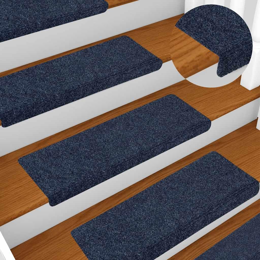 Stufenmatten Selbstklebend 10 Stück 65x21x4 cm Anthrazit Rechteckiger Rand Treppenstufen Matten, Teppich Innen für Treppen, rutschfest Stufenmatten Treppenteppich
