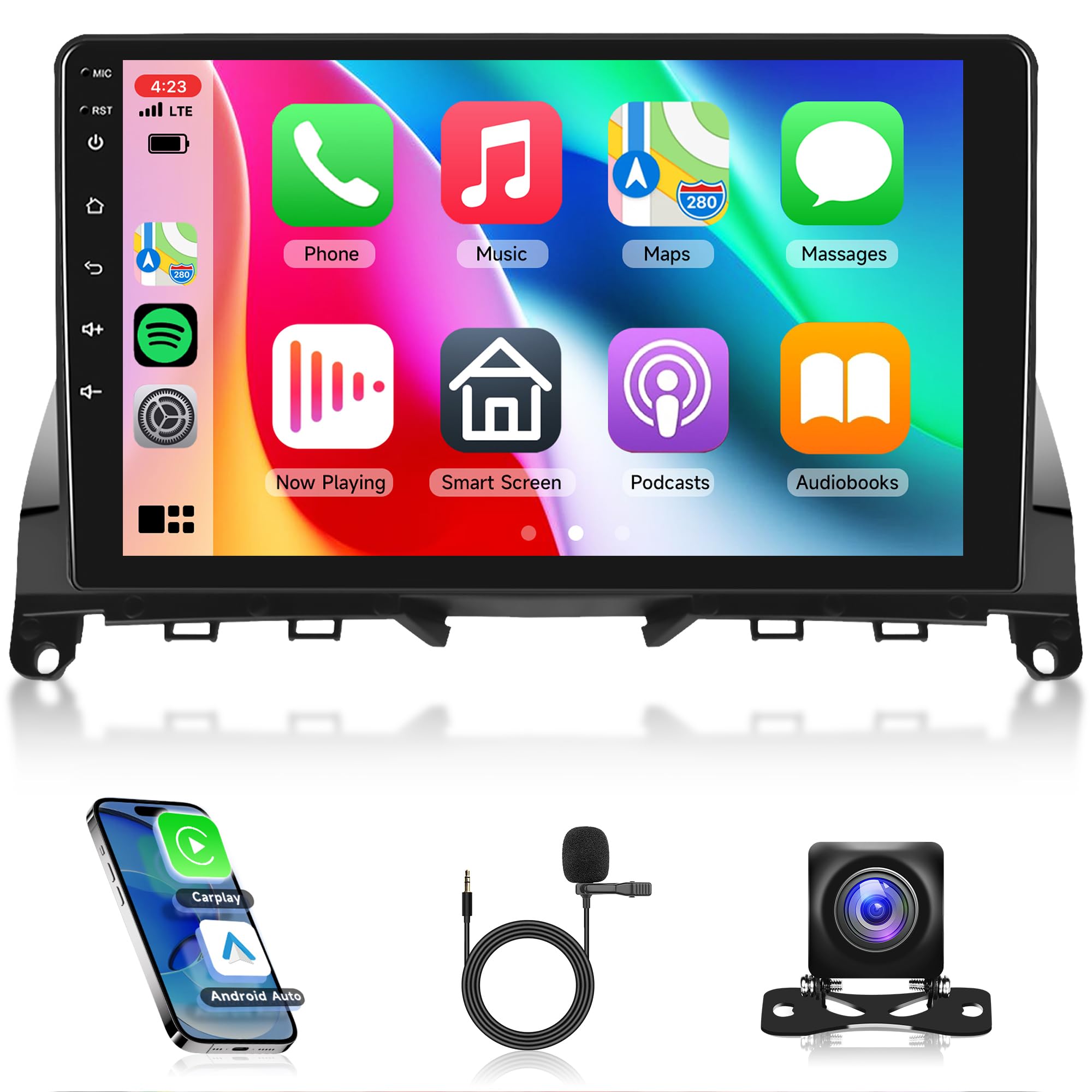 4Core 2G+64G Android Car Stereo Radio for Mercedes Benz C-Class C180 C200 C230 C250 C300 C350 W204 S204 2006-2011, Rimoody 9'' Touchscreen Carplay Android auto Mirror Link GPS WiFi BT/FM/RDS