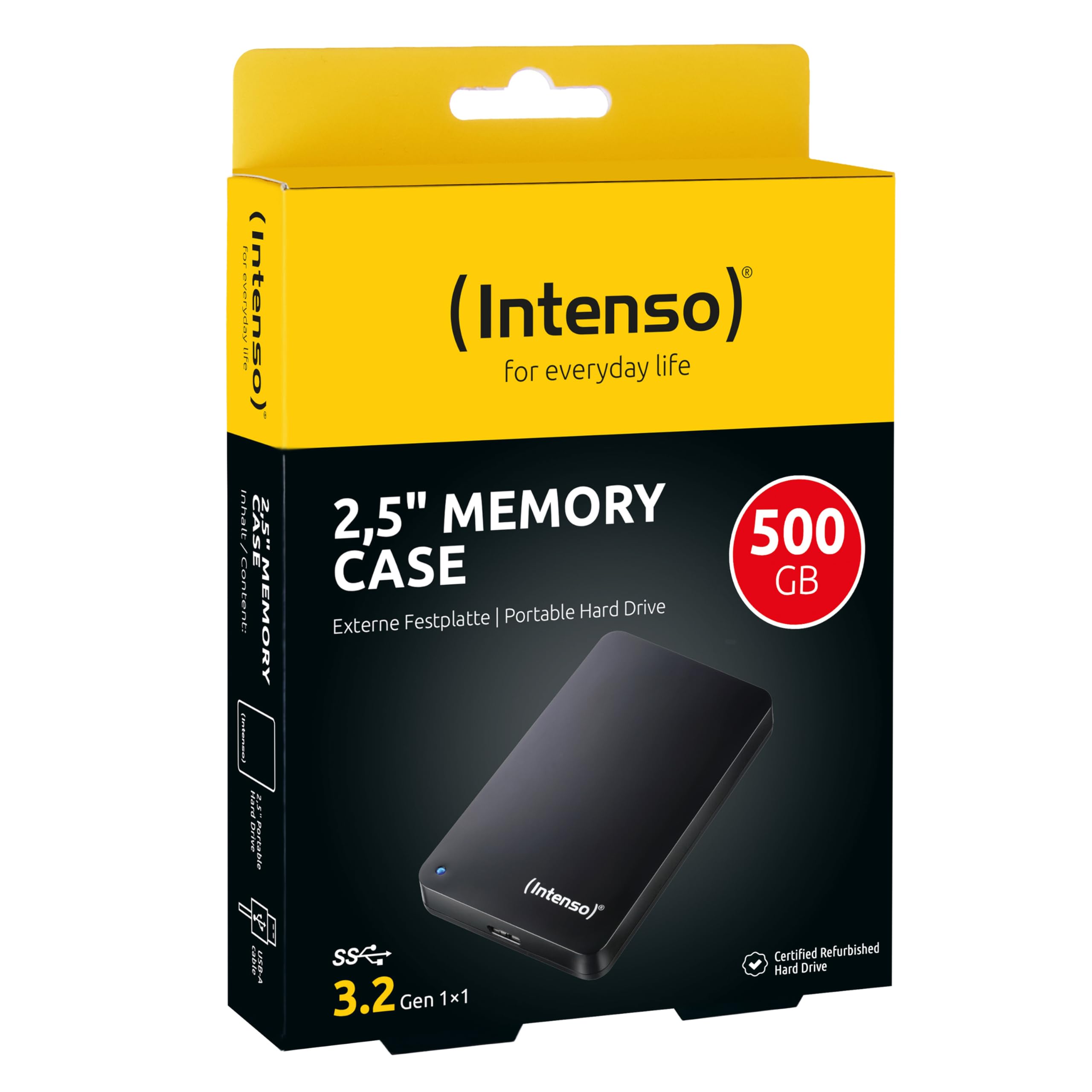 Intenso Memory Case 500 GB Externe Festplatte 2,5 Zoll USB 3.0 schwarz