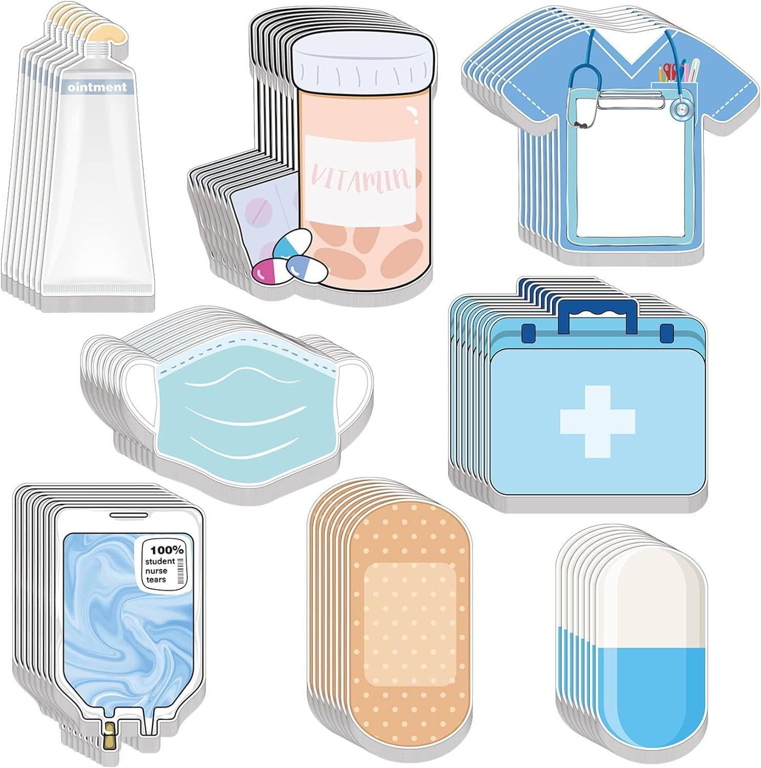 8 Pack Mini Funny Nurse Sticky Notes Nursing Student Essentials School Nurse Gifts Nurse Stationary Sticky Notes Booklet Self Stick Note Pads for