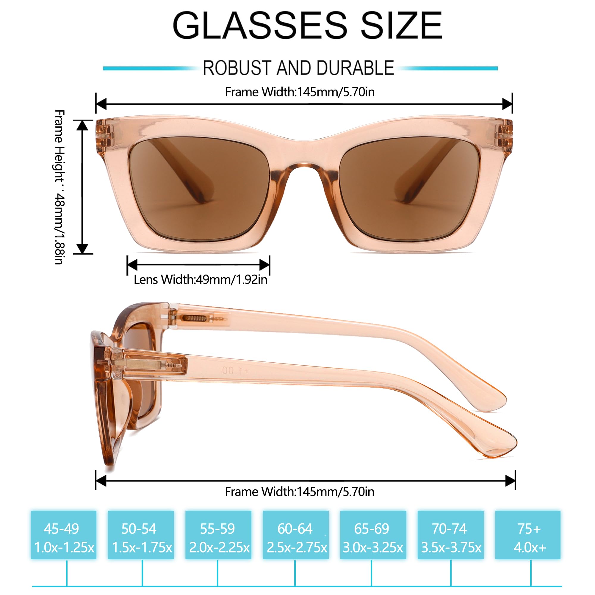 Set di 3 paia di occhiali da sole da lettura per donna Stylis UV400 Full Glass esterno cerniera primavera
