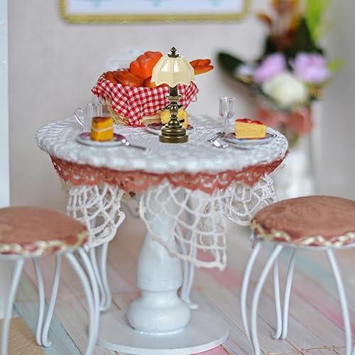 Miniatura 2 de MAGICLULU Lámparas en miniatura de casa de muñecas, lámparas vintage en miniatura de mesa, lámpara de escritorio de metal para muebles de casa de