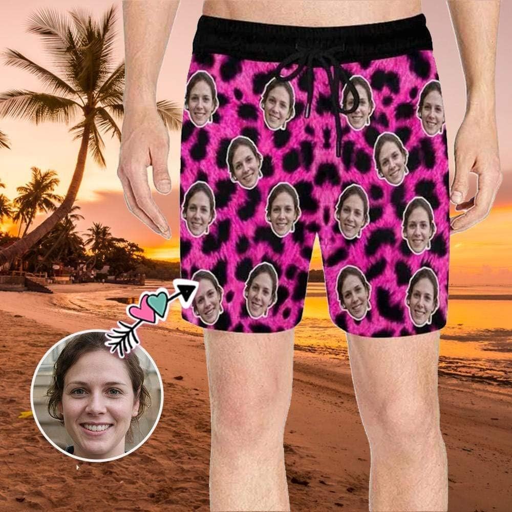 Custom Faces Print Men's Swim Shorts Photo Trunks Design Beach Shorts