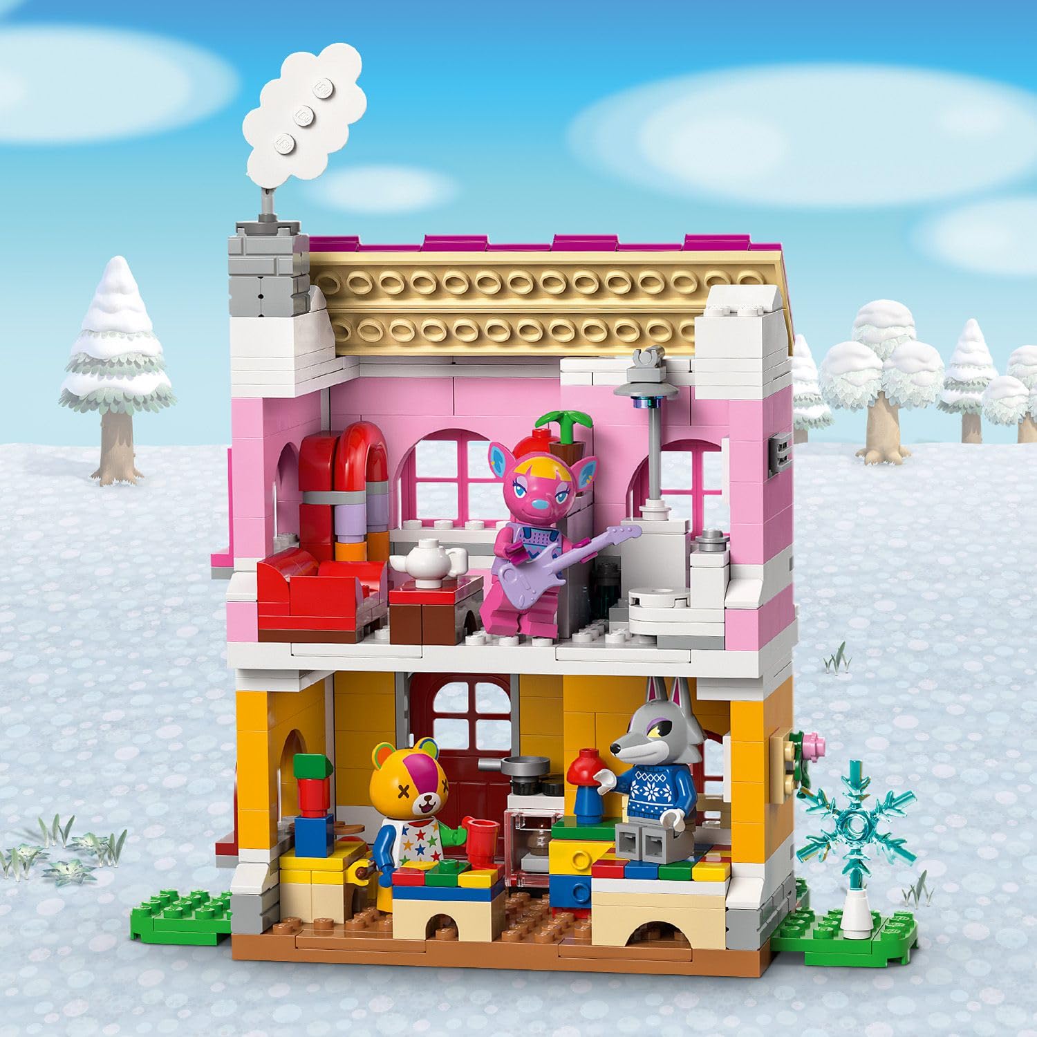 LEGO Animal Crossing Kreatywne domy: Pory zabawy 77057 | Zabawka gamingowa z domkiem, zestaw z postaciami, prezent dla fana gry 7+, klocki dla dziewczynek i chłopców, 814 elementów
