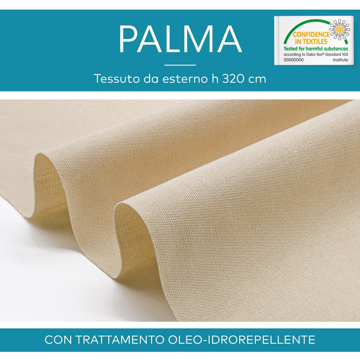 DESHOME Palma – Tela al metro para exterior, 160 cm de altura, oleo, repelente al agua, tela al metro, resistente para tapicería de sofá, cojines, sillas, tumbonas, toldos (5 metros x 3,2 m, blanco)