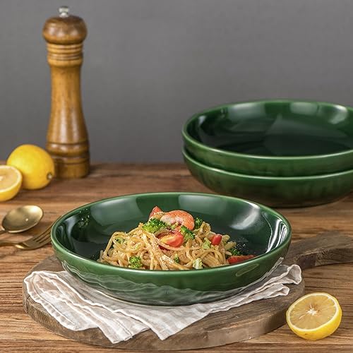 Miniatura 3 de vicrays Cuencos para servir ensalada y pasta, juego de cuencos grandes de cerámica poco profundos de 47 onzas, cuencos grandes de porcelana de 10