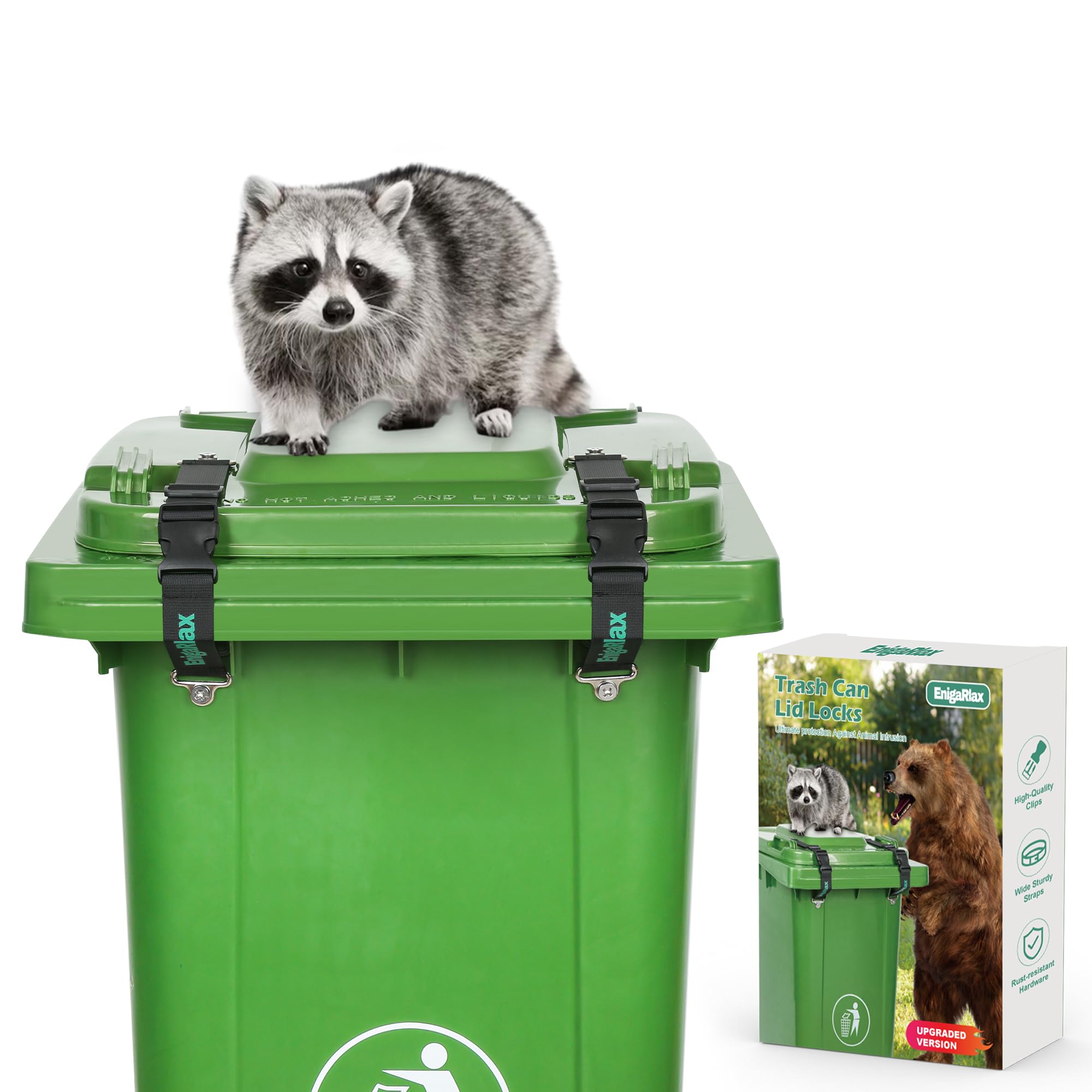 KOMOHOM Bear & Raccoon Proof Trash Can Lock - Adjustable Metal Strap, Enhanced Security For Outdoor Bins - View #11
