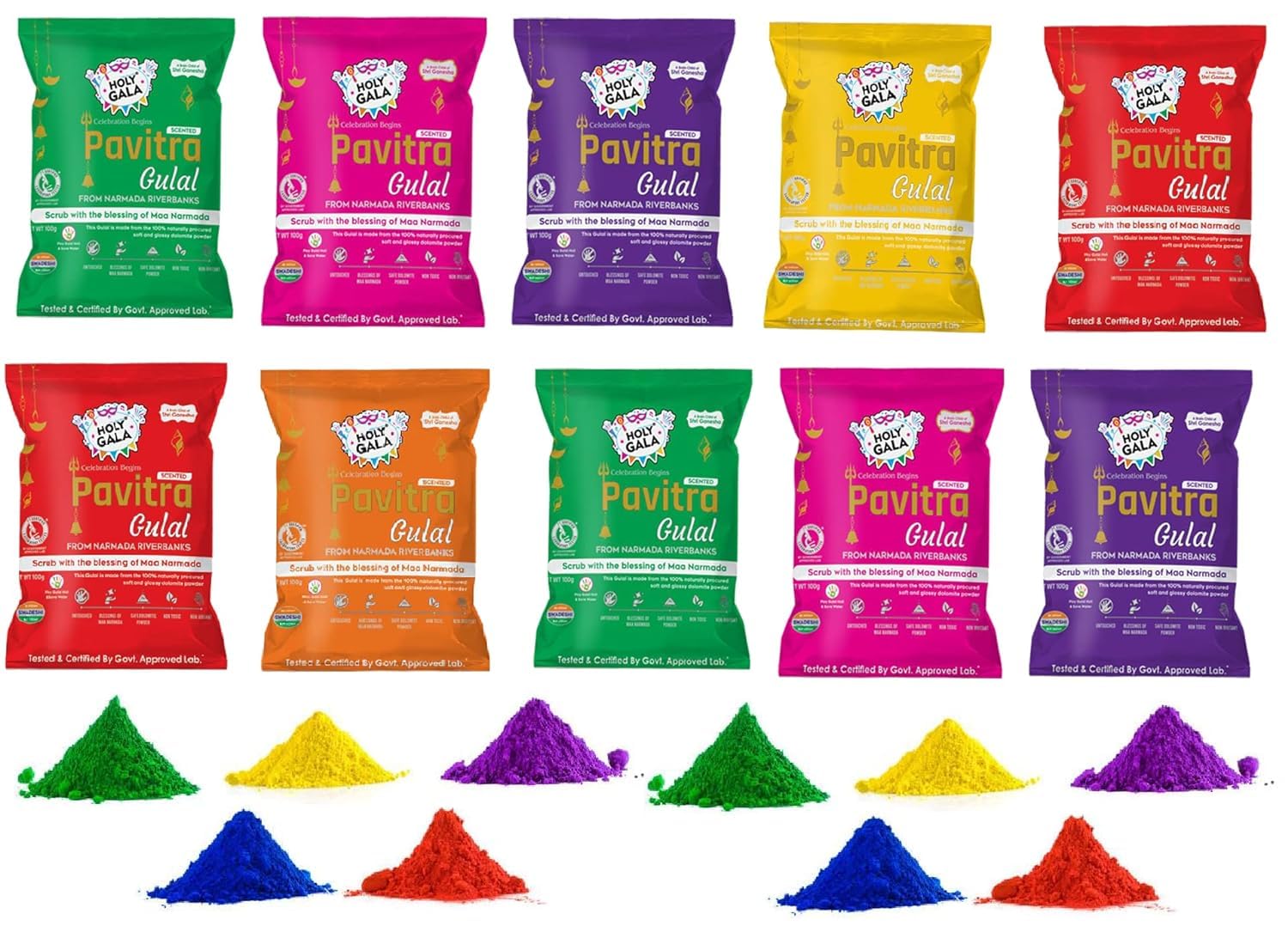 Couleur Holi en famille lot de 10 bâtons de poudre pour fêtes