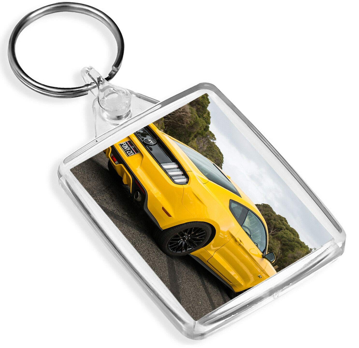 Yellow Muscle Car Keyring - IP02 -Sports Mustang Drifting Driving #8580