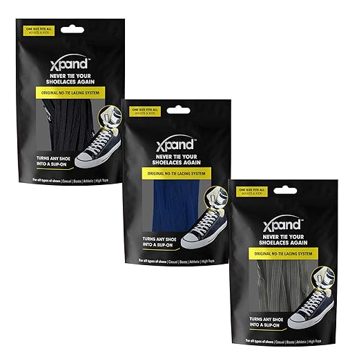 Xpand No Tie Shoelaces System with Elastic Laces - One Size Fits All Adult and Kids Shoes (Pack of 6)
