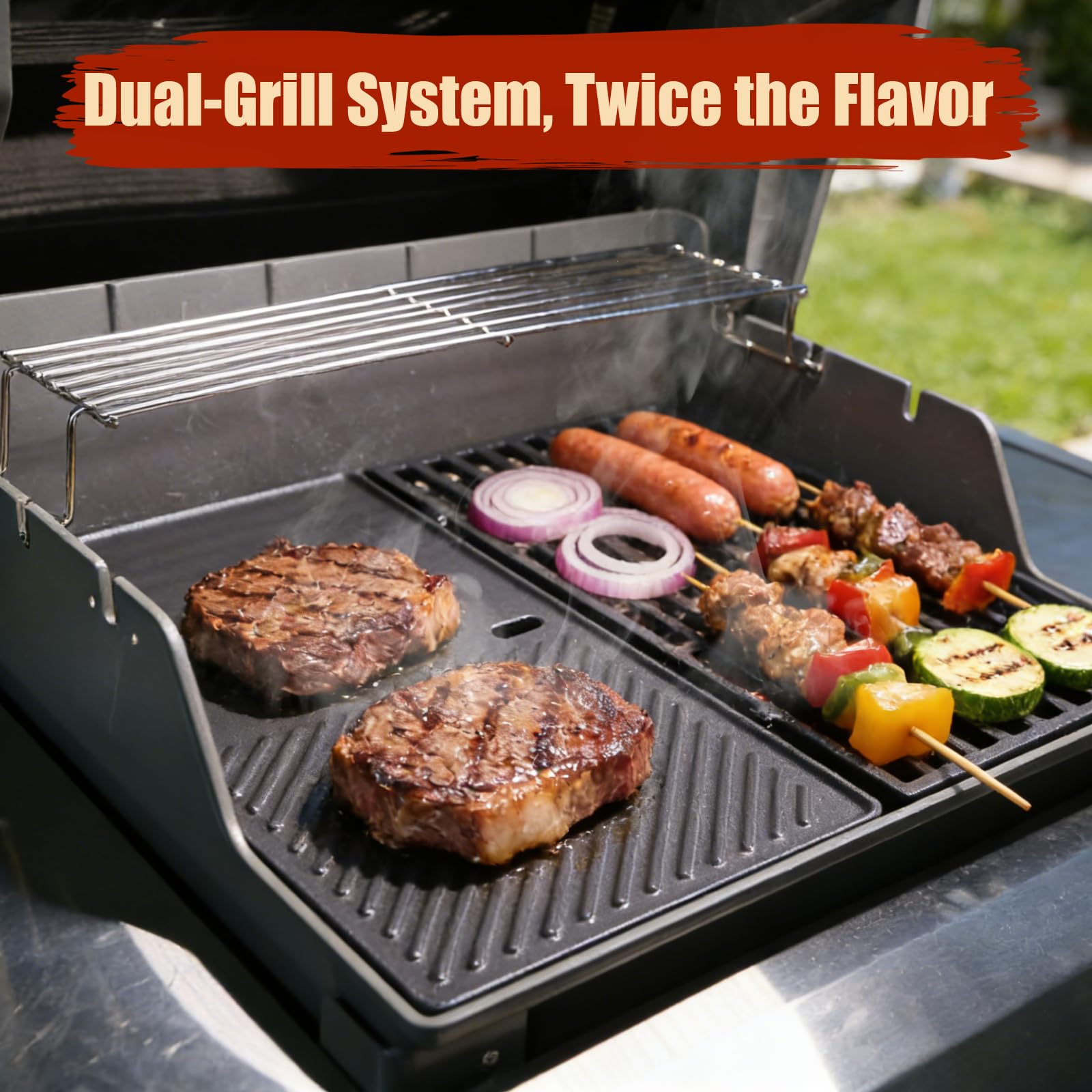 Denmay 7637 żeliwna płyta grillowa 44,4 x 26 cm do grilla gazowego Weber Spirit I II E210 E220 S210 S220 (z przednimi przyciskami sterowania), części zamienne do płyty grillowej Weber Spirit I II 200