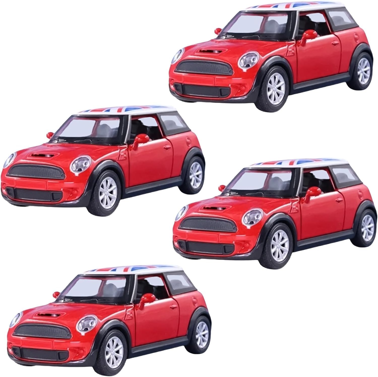 YSAMAX Mini Copper Car, Alloy Die-Cast Mini Sports Car 1:22, Perfect For Display Or Play, Sleek And Stylish, Iconic Detailing, Precision Perfection, Gift Choice, RED (4 PCS)