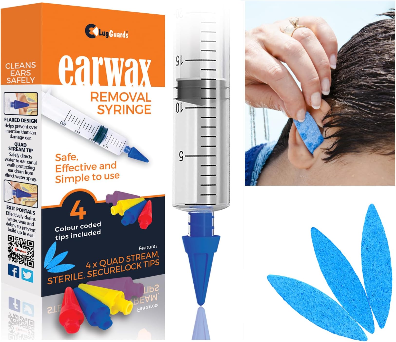 Quad Stream Ear Wax Removal Syringe with 4 Colour Coded Tips
